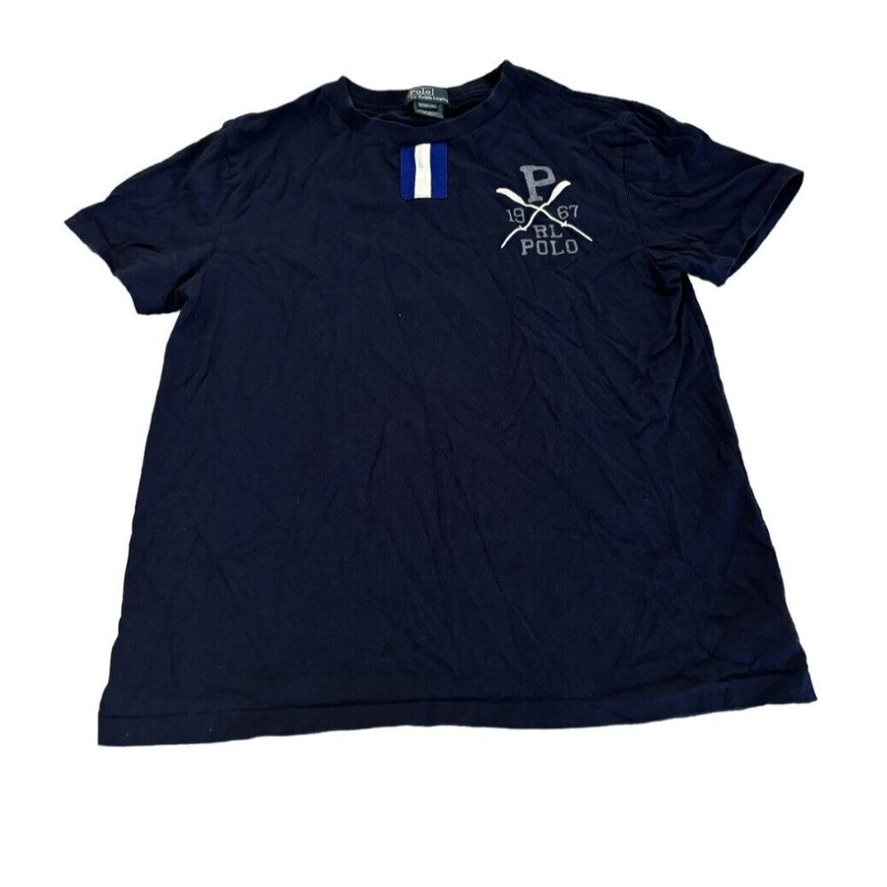 Y2K Boys 10-12 Polo Ralph Lauren Blue S/s Tee Shirt Vintage